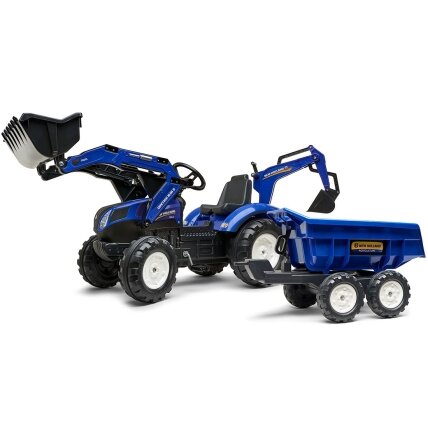 FALK pedalinis traktorius New Holland T8 su ekskavatorium ir priekaba 3–7 m. 7
