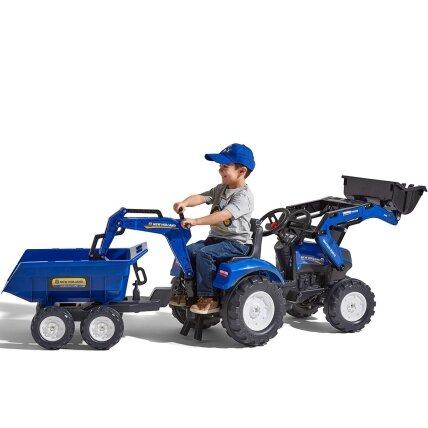FALK pedalinis traktorius New Holland T8 su ekskavatorium ir priekaba 3–7 m. 8