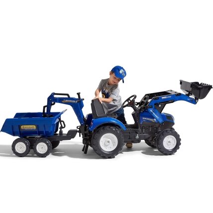 FALK pedalinis traktorius New Holland T8 su ekskavatorium ir priekaba 3–7 m. 9