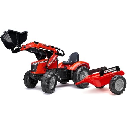 FALK pedalinis traktorius Massey Ferguson 8740S su kaušu ir priekaba 3–7 m. 5