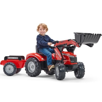 FALK pedalinis traktorius Massey Ferguson 8740S su kaušu ir priekaba 3–7 m. 6