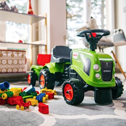 FALK Baby Claas žalias traktoriukas su priekaba + priedai nuo 1 metų 1