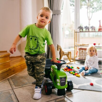 FALK Baby Claas žalias traktoriukas su priekaba + priedai nuo 1 metų 2