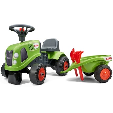 FALK Baby Claas žalias traktoriukas su priekaba + priedai nuo 1 metų 8