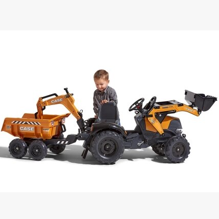 FALK traktorius Case IH Backhoe oranžinis su priekaba, judantis kaušas nuo 3 metų 10 FALK traktorius Case IH Backhoe oranžinis su priekaba, judantis kaušas nuo 3 metų 10