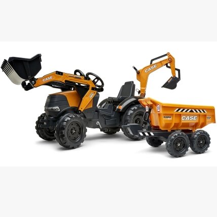 FALK traktorius Case IH Backhoe oranžinis su priekaba, judantis kaušas nuo 3 metų 7 FALK traktorius Case IH Backhoe oranžinis su priekaba, judantis kaušas nuo 3 metų 7