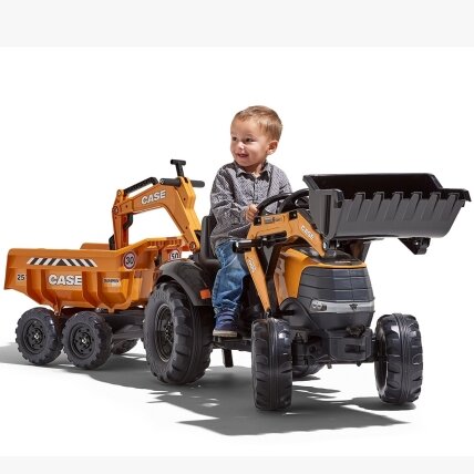 FALK traktorius Case IH Backhoe oranžinis su priekaba, judantis kaušas nuo 3 metų 8 FALK traktorius Case IH Backhoe oranžinis su priekaba, judantis kaušas nuo 3 metų 8
