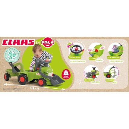 FALK traktoriukas Claas "Jeeiukas" su priekaba, krautuvu ir kau1u 11