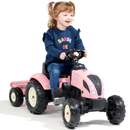 FALK pedalinis traktorius Country Star rožinis + priekaba ir garso signalas 2–5 m. 19
