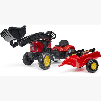 FALK traktoriukas Supercharger raudonas, atidaromas variklio dangtis, su priekaba + kaušu, nuo 2 metų 5