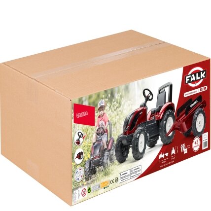 FALK pedalinis traktorius Valtra S4 raudonas su priekaba 3–7 m. 11