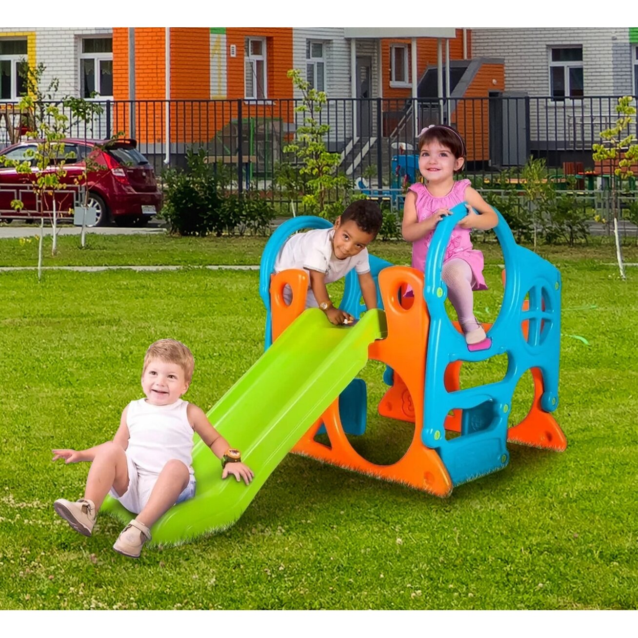 FEBER Didelė žaidimų aikštelė Activity Center čiuožykla 100 cm laipiojimo sienelė formos 1