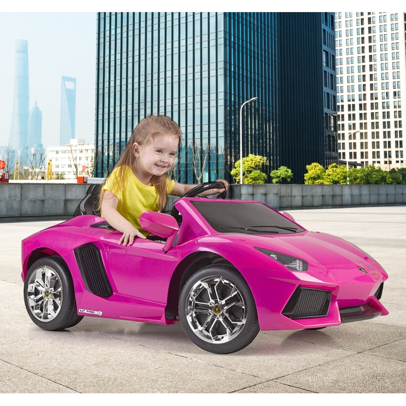 FEBER Lamborghini Aventador Pink elektrinis automobilis 6V 3+ 1 FEBER Lamborghini Aventador Pink elektrinis automobilis 6V 3+ 1