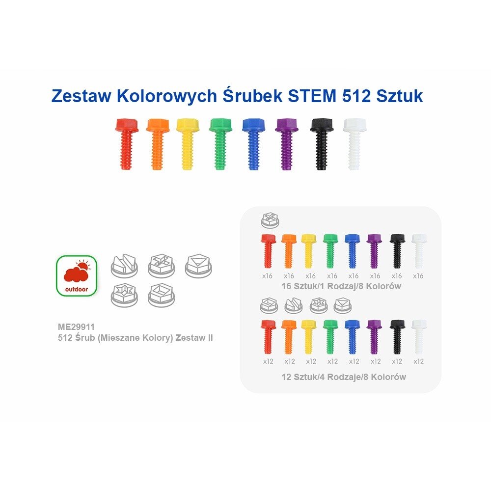 MASTERKIDZ Spalvoti varžteliai 5 formų kūrybinei STEM lentai 512 vnt. spalvų miksas 1 MASTERKIDZ Spalvoti varžteliai 5 formų kūrybinei STEM lentai 512 vnt. spalvų miksas 1