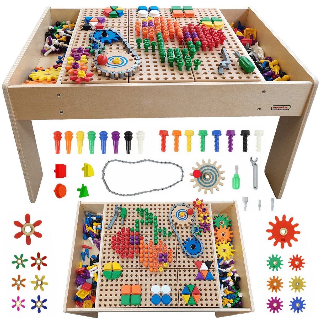 MASTERKIDZ Medinis edukacinis stalas + STEM WALL PRIEDAI MASTERKIDZ Medinis edukacinis stalas + STEM WALL PRIEDAI