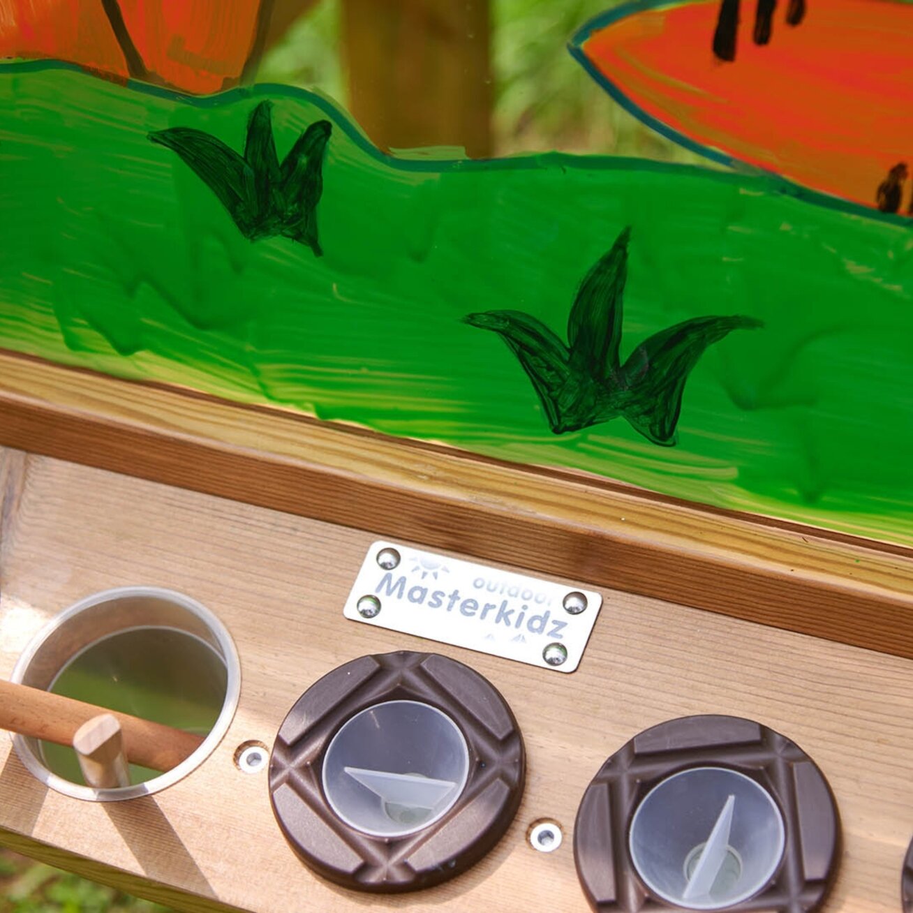 MASTERKIDZ 4 pusių skaidri akrilinė tapybos lenta + puodeliai 2