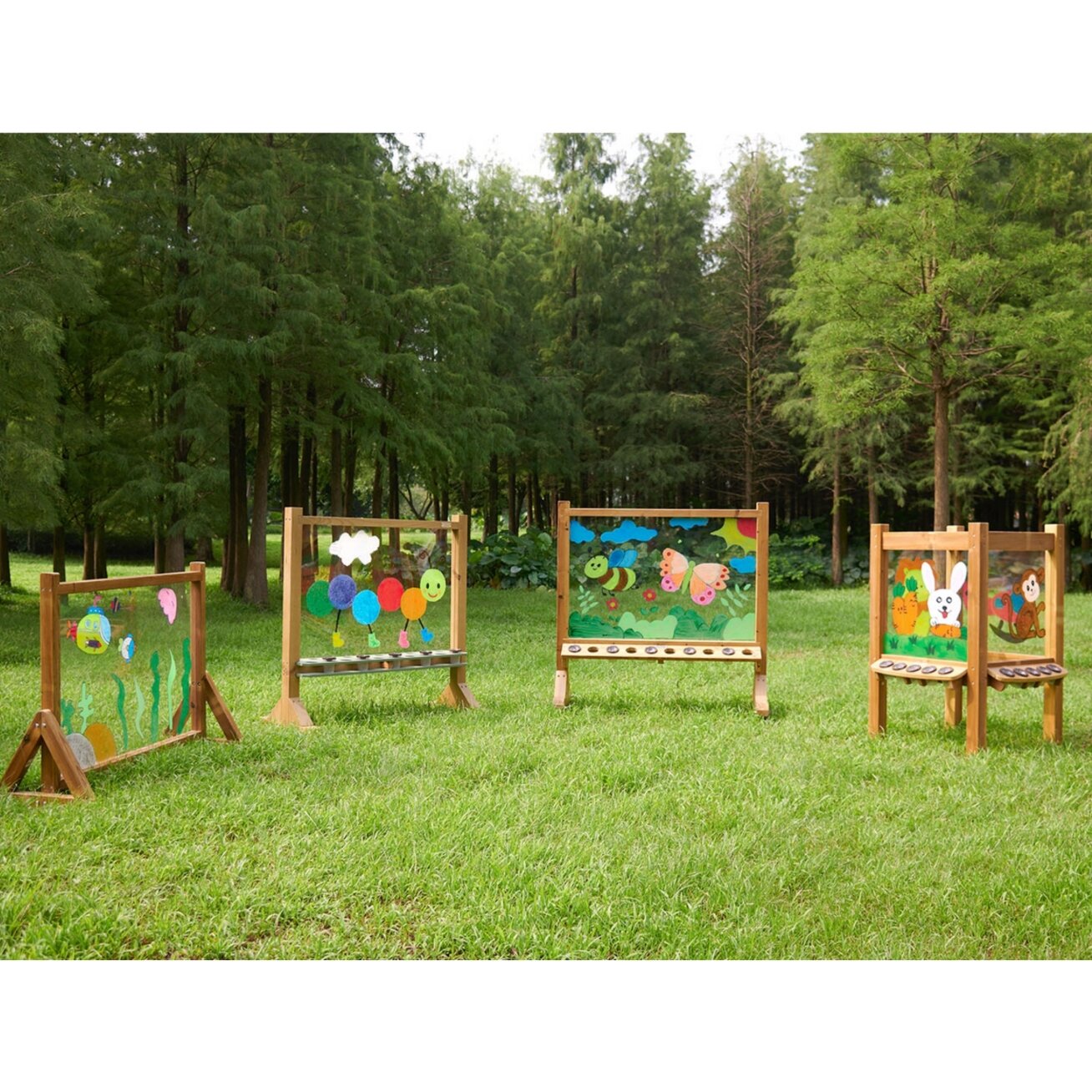MASTERKIDZ 4 pusių skaidri akrilinė tapybos lenta + puodeliai 4