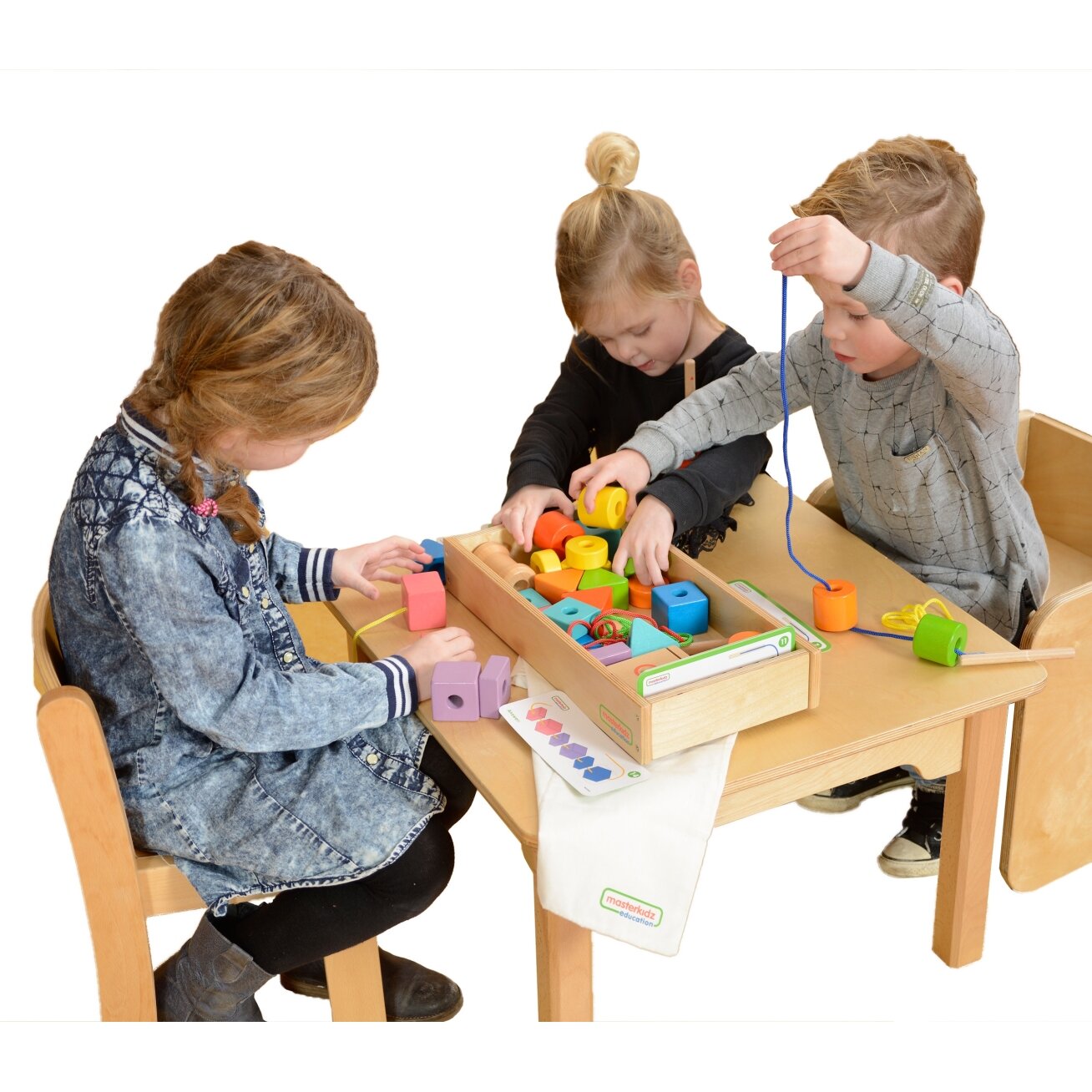MASTERKIDZ Didelė medinė vėrimo ir suvarstymo Montessori priemonė 2