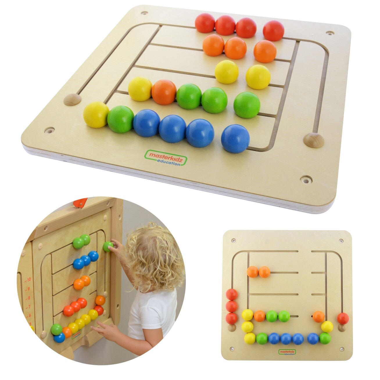 MASTERKIDZ Sieninė edukacinė lenta Labirintas su karoliukais Montessori 10
