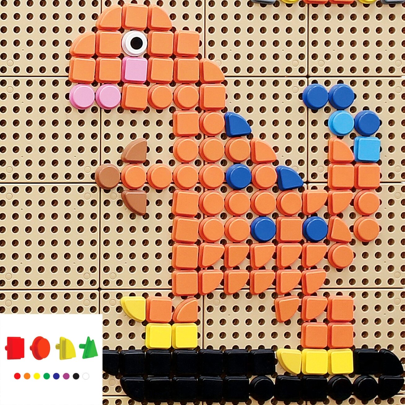 MASTERKIDZ Geometriniai elementai 8 spalvų 256 vnt. priedai STEM lentoms 1