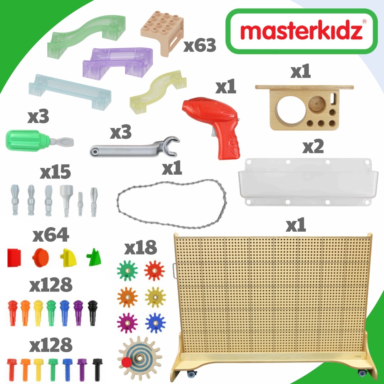 MASTERKIDZ Laisvai pastatoma kūrybinė STEM mokslinė lenta 166 x 125 + priedų rinkinys 2 MASTERKIDZ Laisvai pastatoma kūrybinė STEM mokslinė lenta 166 x 125 + priedų rinkinys 2