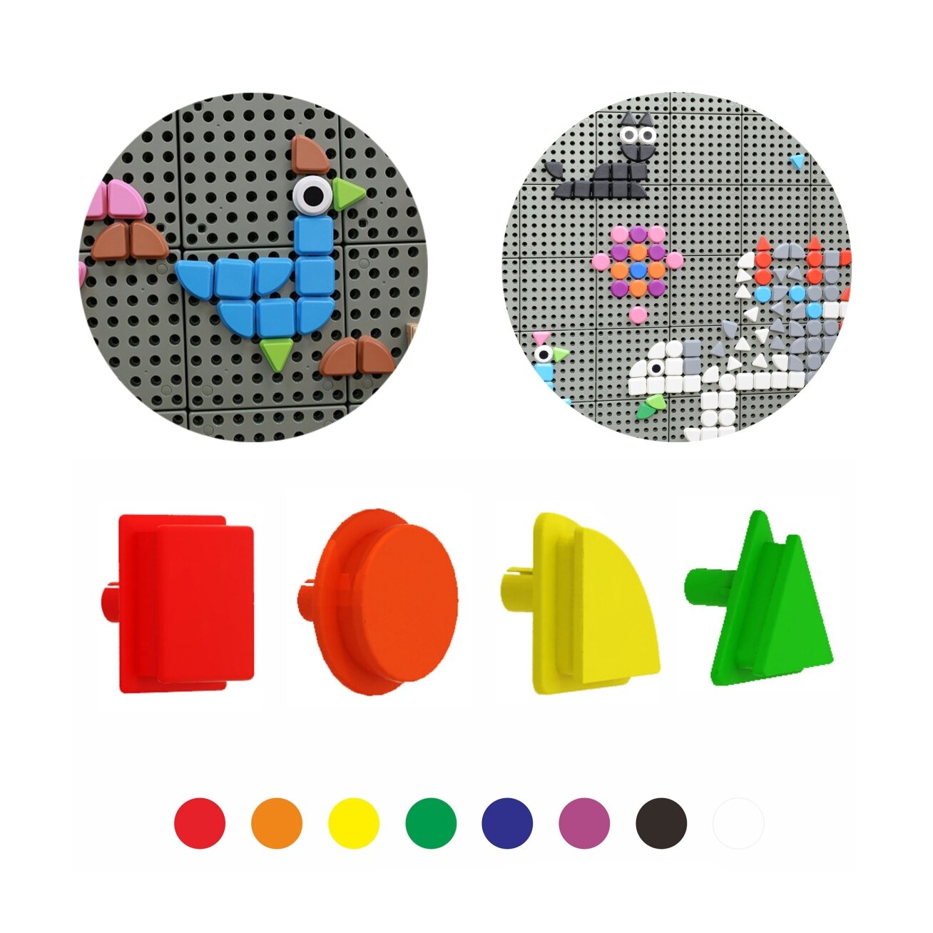 MASTERKIDZ Geometrinių figūrų formos žiedelių rinkinys 64 vnt. STEM lentoms