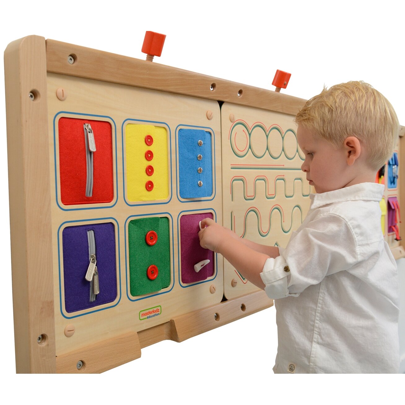 MASTERKIDZ Sieninė lenta Spynų užsegimas ir atsegimas Užtrauktukai Sagos Montessori MASTERKIDZ Sieninė lenta Spynų užsegimas ir atsegimas Užtrauktukai Sagos Montessori