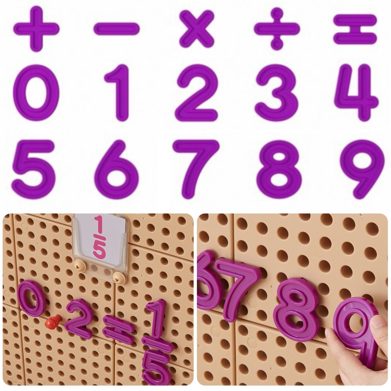 MASTERKIDZ Skaičių ir ženklų rinkinys skaičiavimo ir matematikos mokymuisi STEM sieninėms panelėms 82 el.