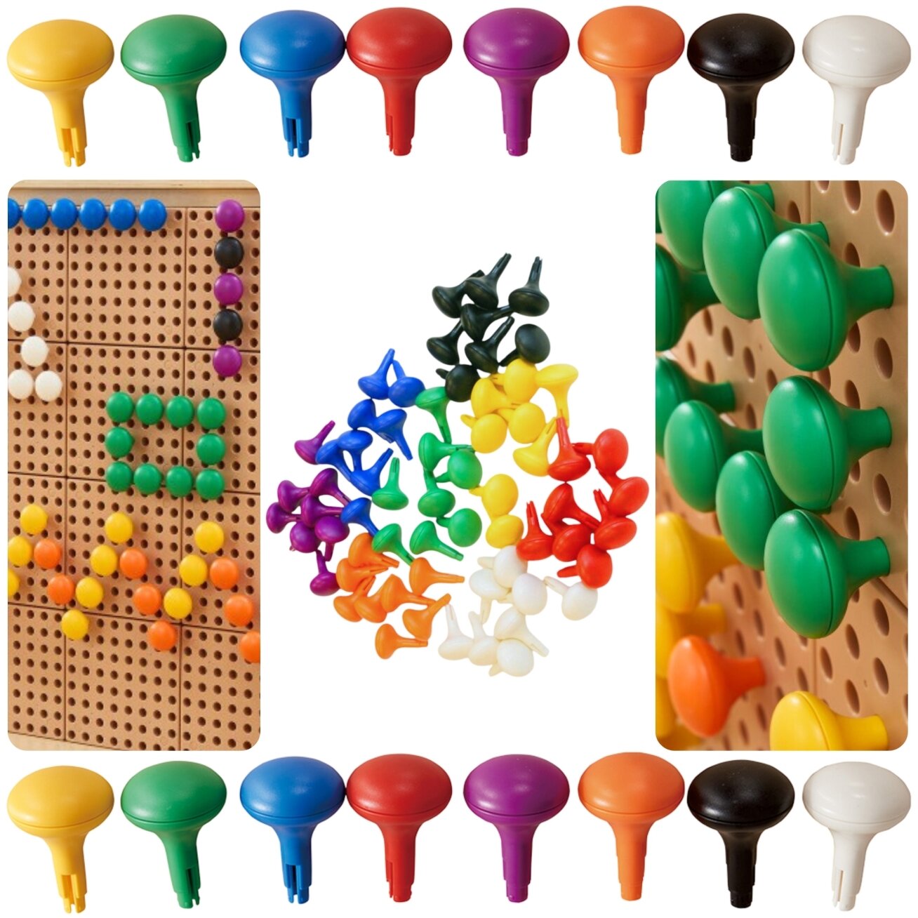 MASTERKIDZ Spalvoti Jumbo kaištukai STEM lentelei 64 vnt. – 8 spalvos
