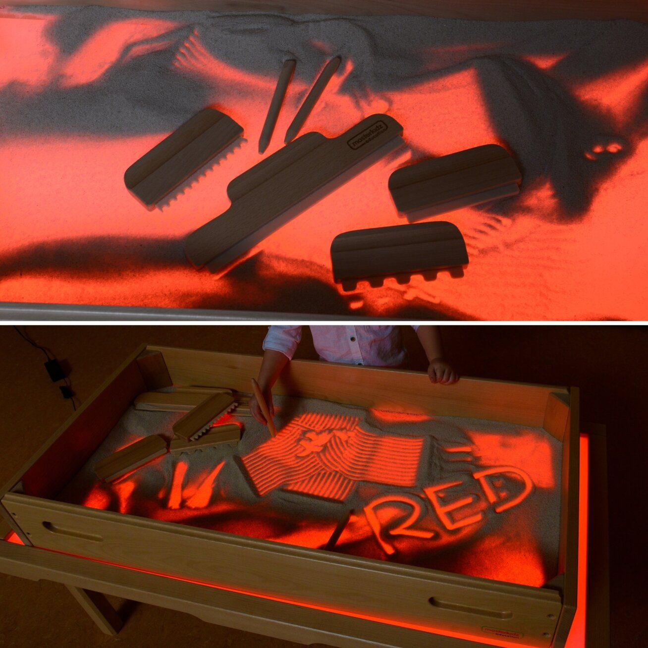 MASTERKIDZ Stačiakampis smėlio žaidimų padėklas LED šviesos paneliui STEM 3
