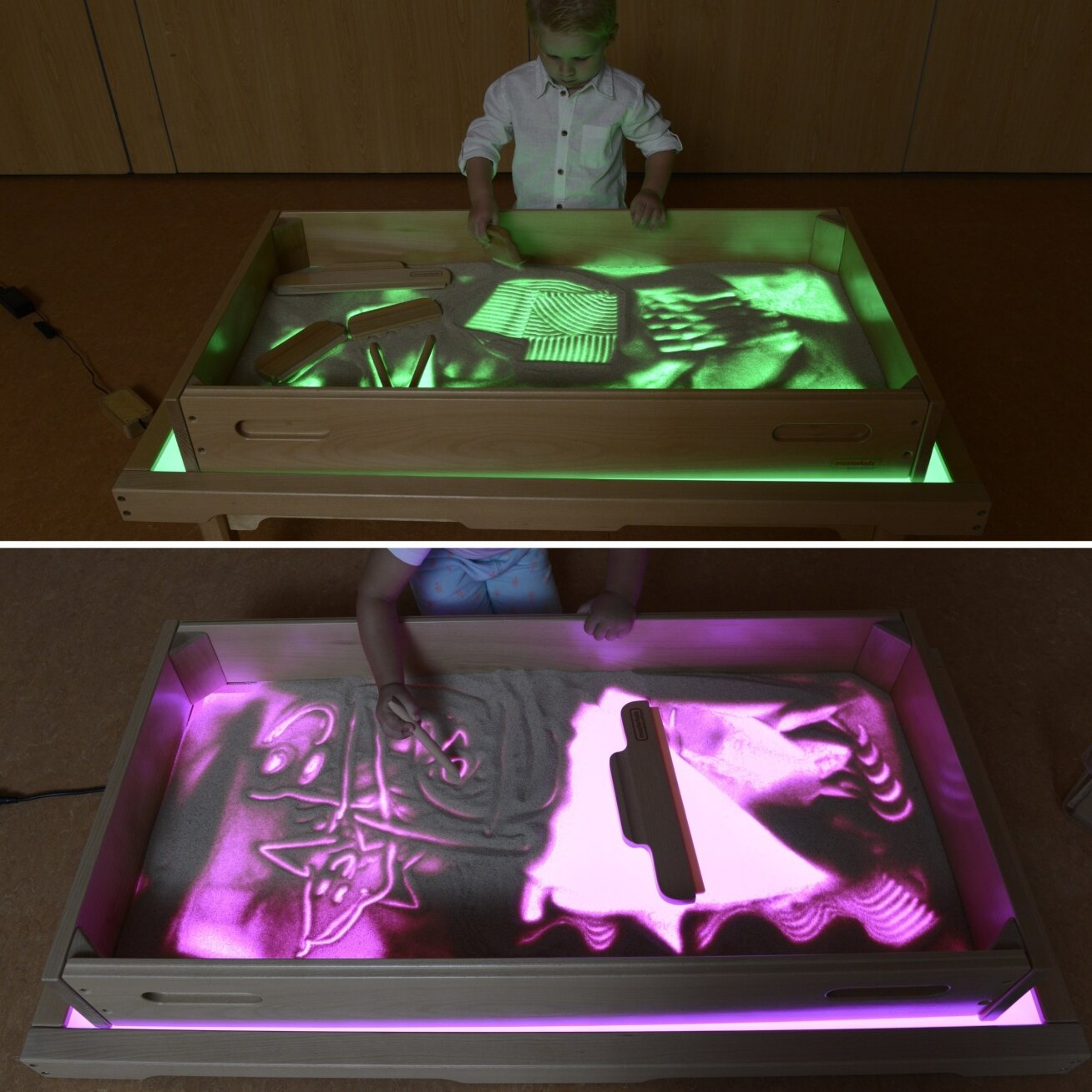MASTERKIDZ Stačiakampis smėlio žaidimų padėklas LED šviesos paneliui STEM 4