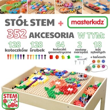 MASTERKIDZ Medinis edukacinis stalas + STEM WALL PRIEDAI