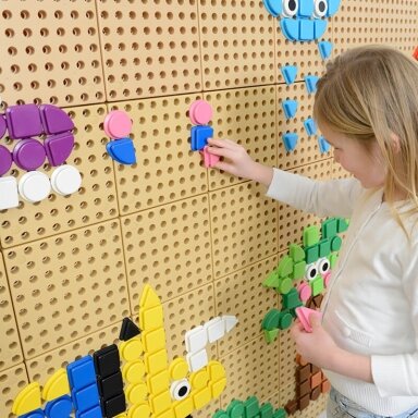 MASTERKIDZ Geometrinių figūrų formos žiedelių rinkinys 64 vnt. STEM lentoms