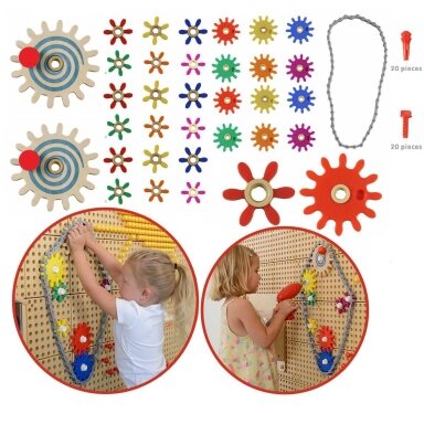MASTERKIDZ Sieninė lenta Dantračiai ir grandinė 79 el. Susikurkite savo mechanizmą