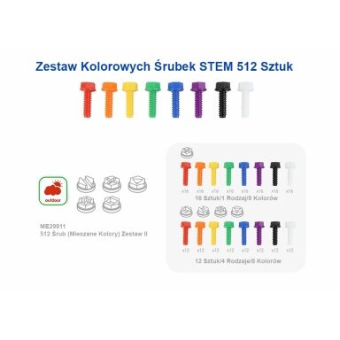 MASTERKIDZ Spalvoti varžteliai 5 formų kūrybinei STEM lentai 512 vnt. spalvų miksas