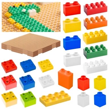MASTERKIDZ STEM konstrukcinių kaladėlių rinkinys 135 vnt. su uždedamu elementu ant panelės 4 vnt.