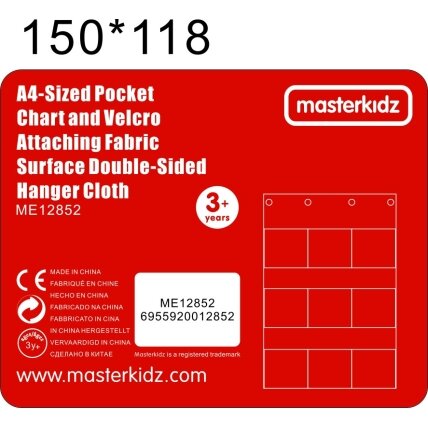 MASTERKIDZ Medžiaginis pakabinamas lapas su kišenėlėmis knygoms ir paveikslėliams mėlynas 6
