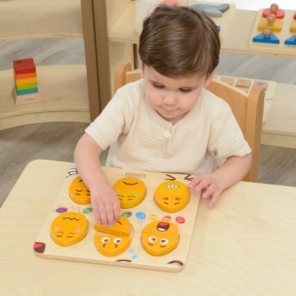 MASTERKIDZ Emocijų mokymosi lenta Mediniai kiaušiniai kokia nuotaika? Montessori 3