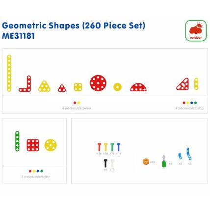 MASTERKIDZ Geometrinių Formų Kaladėlių Rinkinys STEM sieniniams skydams 260 el. 6