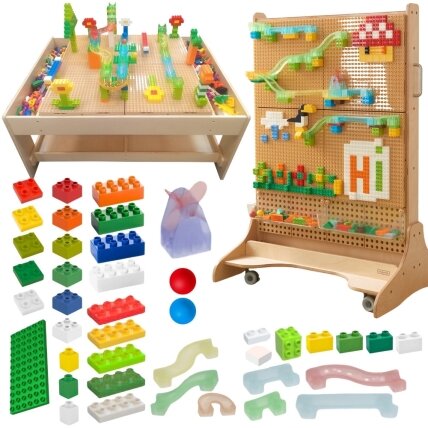 MASTERKIDZ Konstrukcinių kaladėlių rinkinys Kamuoliukų takelis STEM 359 vnt.