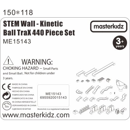 MASTERKIDZ Konstrukcinis rinkinys kamuoliukų trasai STEM lenta 440 elementų 16