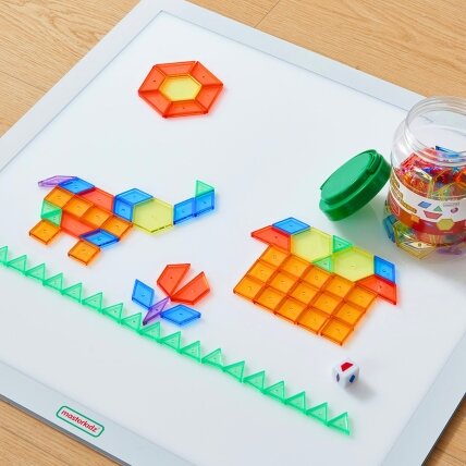 MASTERKIDZ LED sensorinis šviesos dėžės skydelis + Montessori mozaikos kaladėlės 140 el. 1