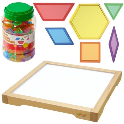 MASTERKIDZ LED sensorinis šviesos dėžės skydelis + Montessori mozaikos kaladėlės 140 el.