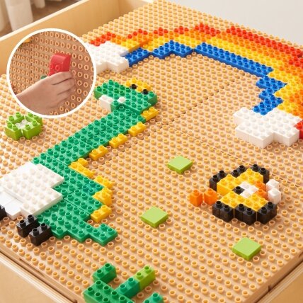 MASTERKIDZ Medinis edukacinis stalas + STEM WALL PRIEDAI + 135 kaladėlės 3