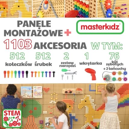 MASTERKIDZ STEM montavimo panelės + priedai XXL rinkinys 1 MASTERKIDZ STEM montavimo panelės + priedai XXL rinkinys 1