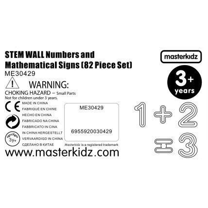 MASTERKIDZ Skaičių ir ženklų rinkinys skaičiavimo ir matematikos mokymuisi STEM sieninėms panelėms 82 el. 6