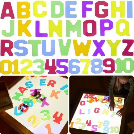 MASTERKIDZ Permatomi skaičiai ir raidės 38 vnt. Montessori MASTERKIDZ Permatomi skaičiai ir raidės 38 vnt. Montessori
