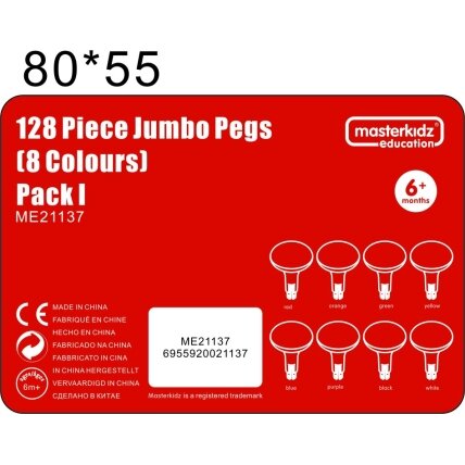MASTERKIDZ Spalvoti Jumbo kaištukai STEM lentelei 128 vnt. – 8 spalvų 4 MASTERKIDZ Spalvoti Jumbo kaištukai STEM lentelei 128 vnt. – 8 spalvų 4