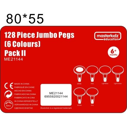 MASTERKIDZ Spalvoti Jumbo kaištukai STEM lentelei 128 vnt. – 6 spalvos 3