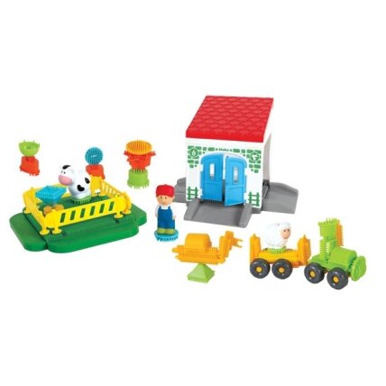 MOCHTOYS ežiukų kaladėlės Pin Bricks ŪKIS kartoninėje dėžėje 100 vnt. + 3 figūrėlės 1 MOCHTOYS ežiukų kaladėlės Pin Bricks ŪKIS kartoninėje dėžėje 100 vnt. + 3 figūrėlės 1